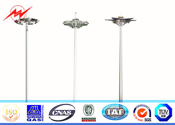 45M 80 nos LED Lights Galvanized High Mast Light Pole With Round Lantern Carriage