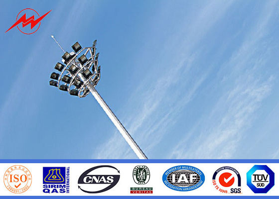 GR50 Steel 12 Sides Stadium Light High Mast Tower 10nos  200W HPS Lights With Rasing Sytem Maintanence