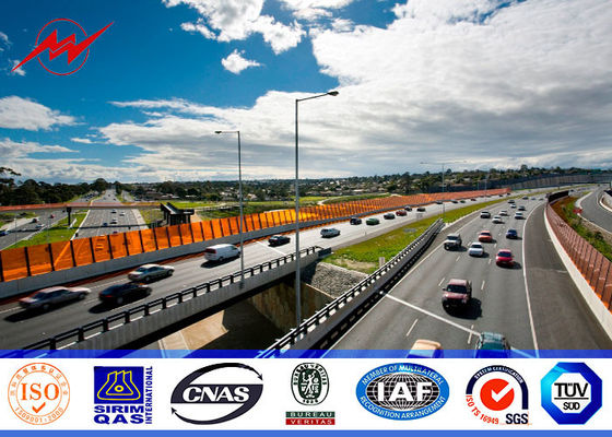 Hot Dip Galvanized Outdoor Street Lighting Poles 5M To 8M With Double Curved Arm