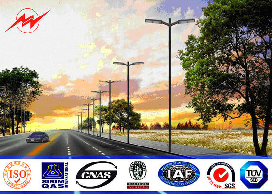 Hot Dip Galvanized Outdoor Street Lighting Poles 5M To 8M With Double Curved Arm