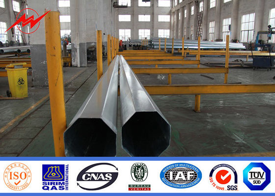 9m 11m Power Transmission Poles / Hot Dip Galvanized Steel Pole With Bitumen
