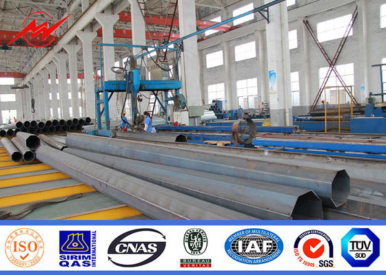 9m 11m Power Transmission Poles / Hot Dip Galvanized Steel Pole With Bitumen