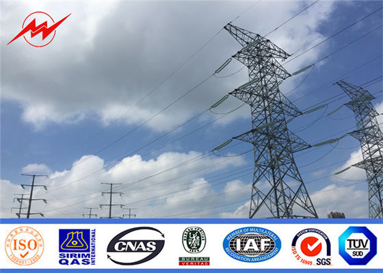 132kv Galvanized Steel Electric Utility Power Poles , Power Distribution Poles