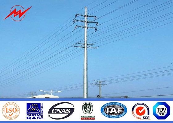 Galvanized Metal Utility Power Poles Tapered 15m / 17m High Voltage 10 Kv - 220 Kv