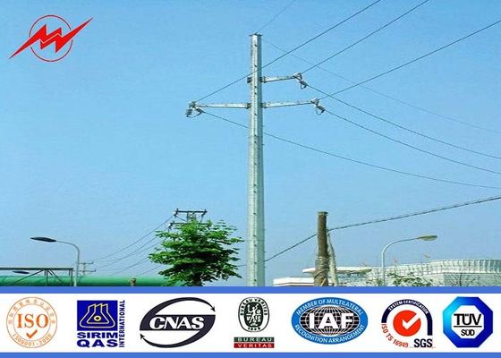 169KV Galvanized Steel Power Distribution Poles With Cross Arm 12 Side