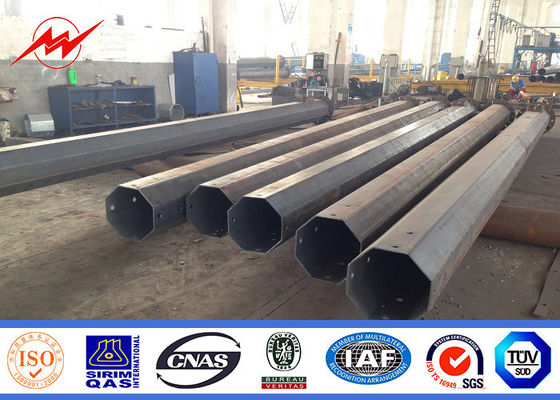 69KV 8KN 15M Two Sections Octagonal Galvanized Steel Pole Steel Transmission Poles