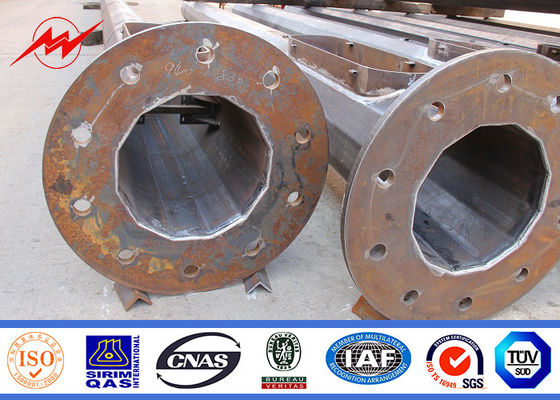 35M Galvanized High Mast Light Pole Lamp Column With Square Lamp Bracket