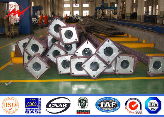 Galvanized Q235 10m Octagonal Mid Hinged Street Light Poles With 4mm Thickness