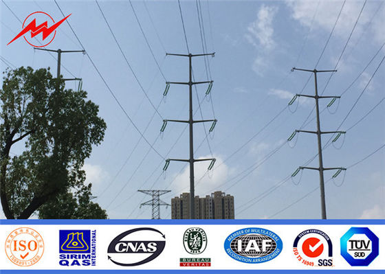 Steel Round Mast Electrical Steel Tubular Transmission Line Pole Tower With Power Equipment