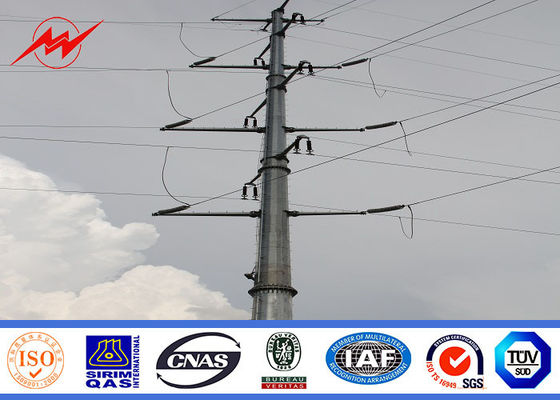 Round / Octagonal 69kv Q345 Galvanized Steel Pole Electrical Distribution Line Pole