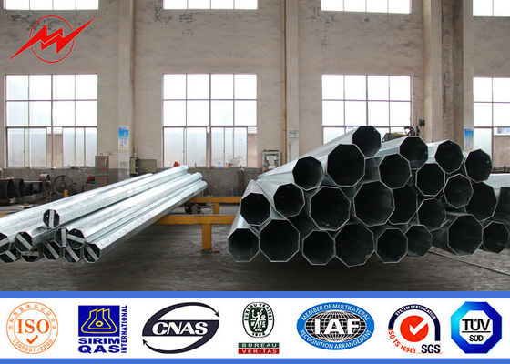Round / Octagonal 69kv Q345 Galvanized Steel Pole Electrical Distribution Line Pole