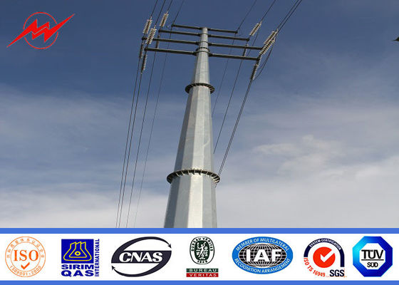 Steel Round Mast Electrical Steel Tubular Transmission Line Pole Tower With Power Equipment
