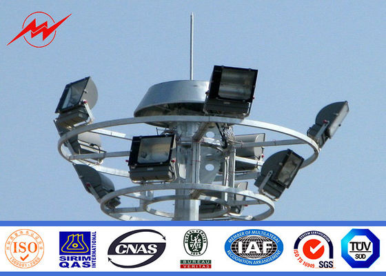 Hexagonal / Octagonal 25m 30m High Mast Light Poles With Aotumatic Hoisting System