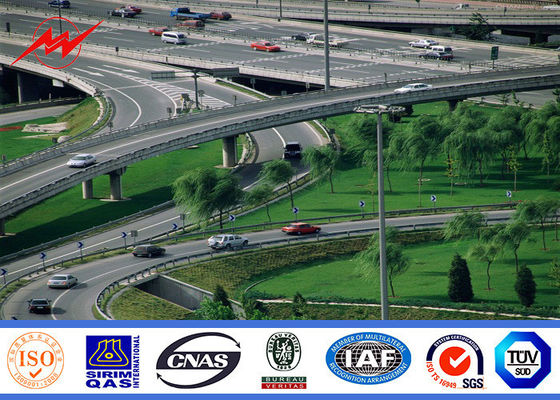 Hexagonal / Octagonal 25m 30m High Mast Light Poles With Aotumatic Hoisting System