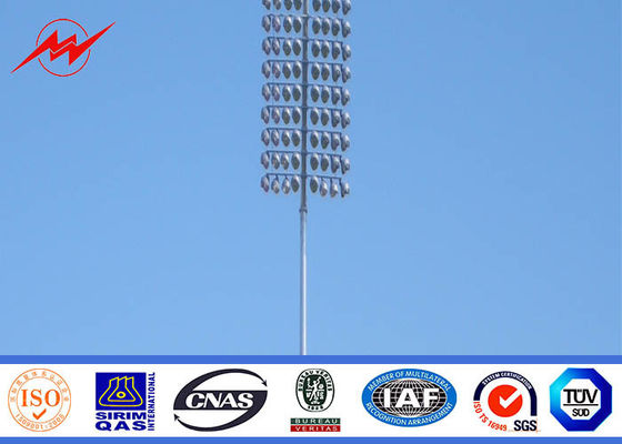 40M 60 nos LED Lights Galvanized High Mast Stadium Light Tower With Round Lantern Carriage