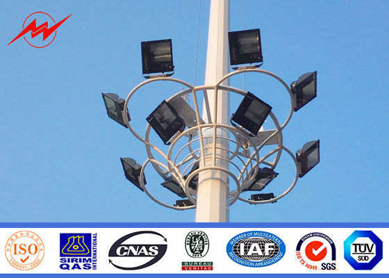 40M 60 nos LED Lights Galvanized High Mast Stadium Light Tower With Round Lantern Carriage