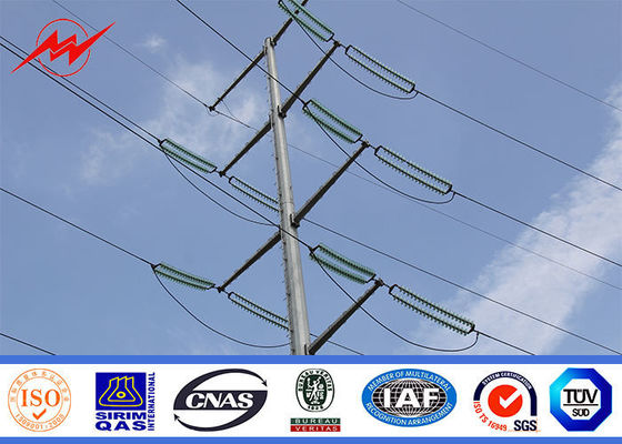 Electrical Transmission 90FT Galvanized Steel Pole 160km / H 30m / S Wind Speed
