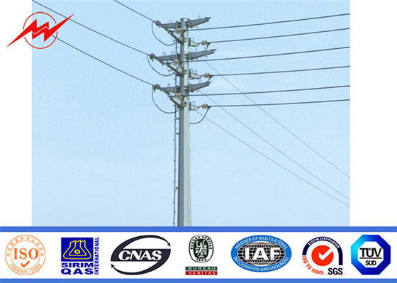 16m 20kn Galvanized Electric Steel Utility Pole With Galvanized Multifunction Ladder Top