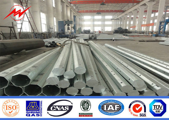 Galvanized Transmission Electrical Power Pole With Cross Arm Accessories
