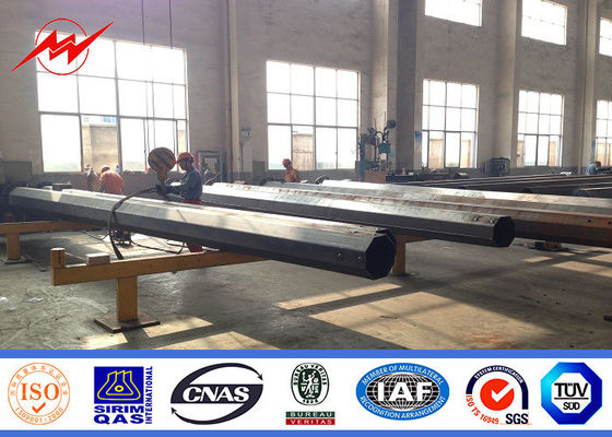 Galvanized Transmission Electrical Power Pole With Cross Arm Accessories