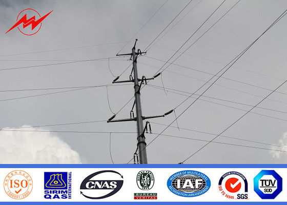 Electricity Metal Utility Poles , Galvanized Steel Pole For Power Transmission Line