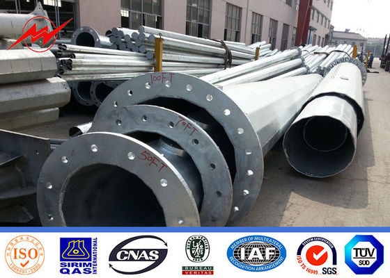 11 Kv Insolutors Steel Utility Poles , Hot Dip Galvanized Power Distribution Pole