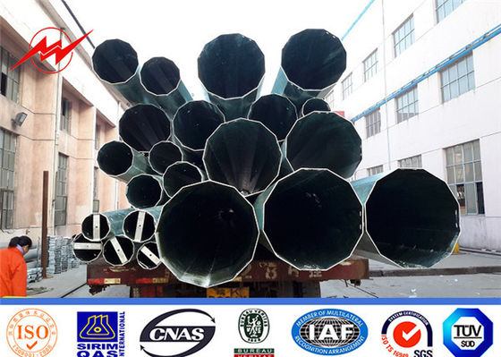 Electric Power Transmission Line Tubular Steel Pole 10kV Hot Dip Galvanized