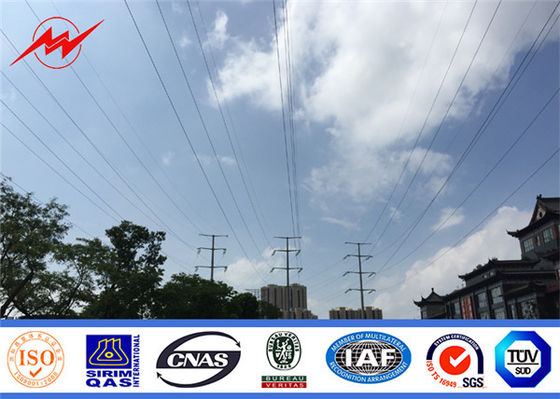 Q235 Electric Power Poles With Cross Arm , Galvanised Steel Poles For Power Accessories