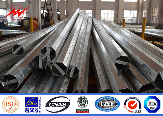 Octagonal Steel Electric Transmission Poles , Galvanized Metal Utility Poles