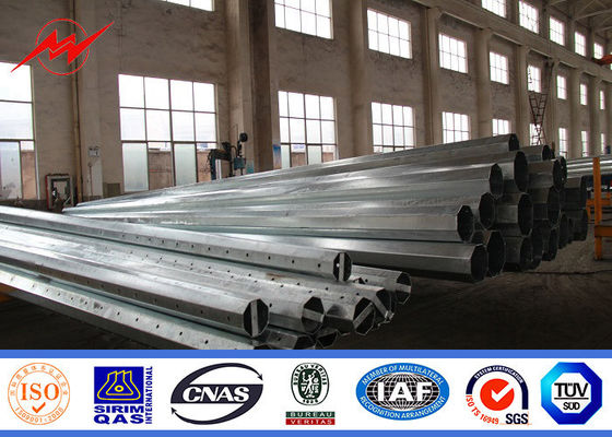 Tapered Steel Utility Pole , Electrical Transmission Line Galvanised Steel Poles