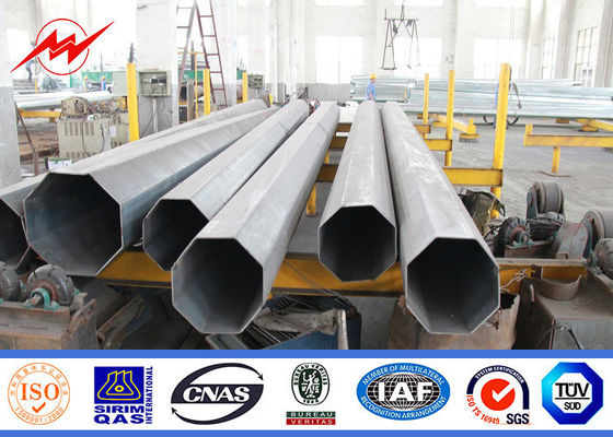 Tapered Steel Utility Pole , Electrical Transmission Line Galvanised Steel Poles