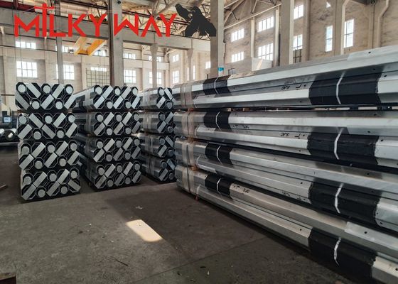 3.8mm 7.2mm 9m 11m Malaysia Hop Dip Galvanzation Steel Electric Poles With FRP