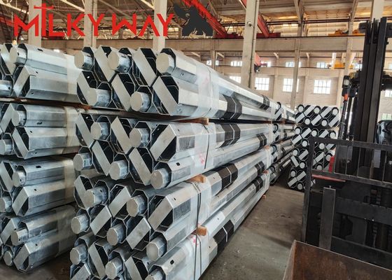 3.8mm 7.2mm 9m 11m Malaysia Hop Dip Galvanzation Steel Electric Poles With FRP