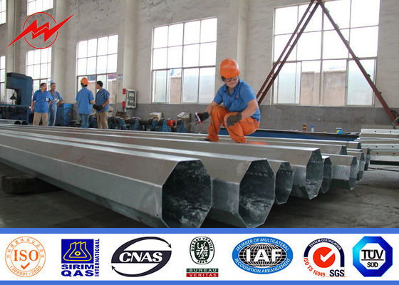 15 M Steel Transmission Poles With 1mm - 30mm Thickness ,  Certificate