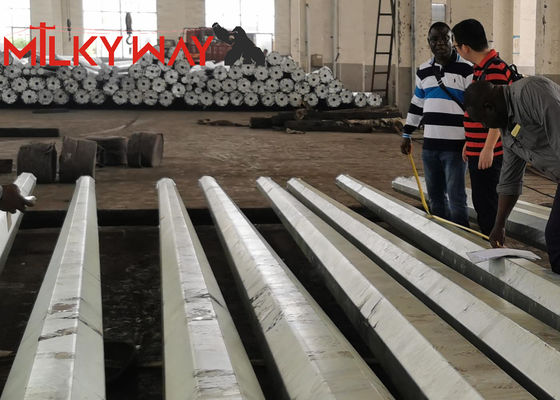 9m class5 class6 Electrical Power Pole Hot Dip Galvanized Steel For Distribution