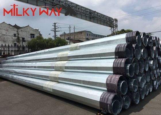 11KV 38KV Hot Dip Galvanized Electric Power Pole Galvanized Octagonal Electric Utility Poles