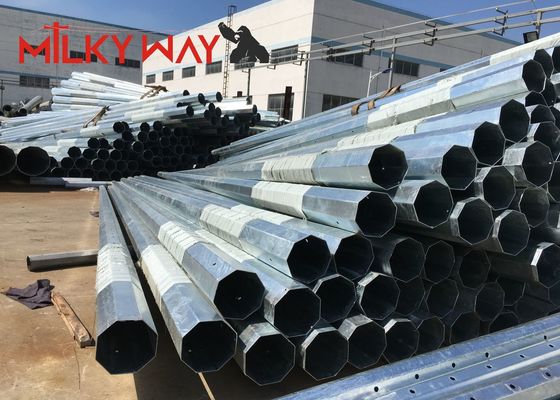 Galvanized Steel Power Transmission Poles with 15 Years Warranty, 10kV to 220kV Power Capacity, and 45ft to 70ft Length Options