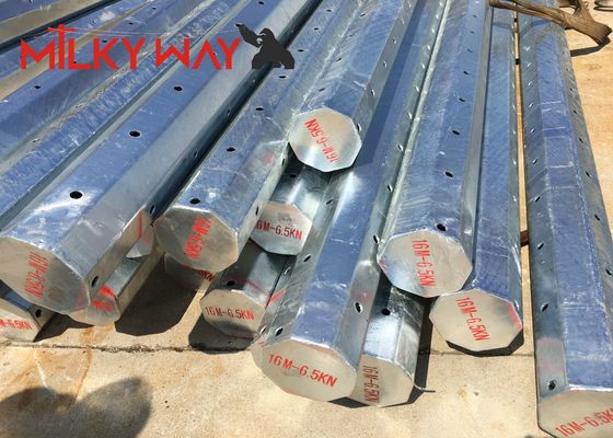 11M Conical Electrical Power Pole with 50KN Load Capacity and 5mm Thickness in ASTM A123 Galvanization Standard