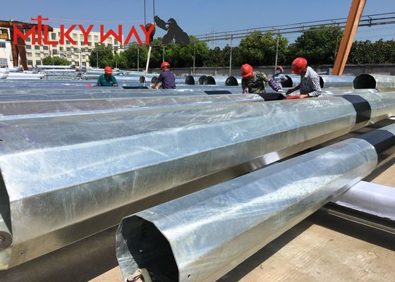 Steel Power Pole 12m Height Hot Dip Galvanized with Minimum Breaking load 2.5KN 10KN 20KN