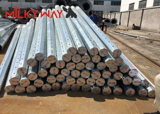Steel Power Pole 12m Height Hot Dip Galvanized with Minimum Breaking load 2.5KN 10KN 20KN