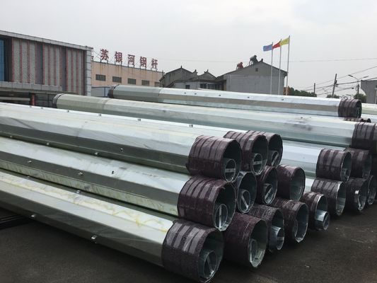 Galvanized Steel Power Pole with Bitumen Coating and Octagonal Shape Available in 45ft to 70ft Lengths