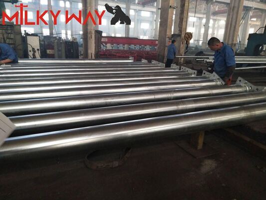 6m 7m 8m steel poles Hot DIP Galvanized Street Light Pole with Double Arm