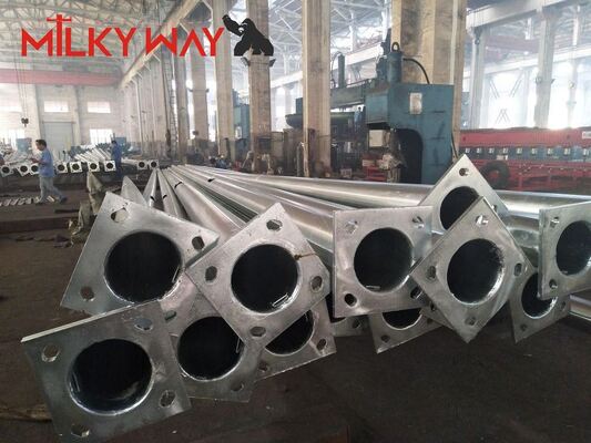 6m 7m 8m steel poles Hot DIP Galvanized Street Light Pole with Double Arm