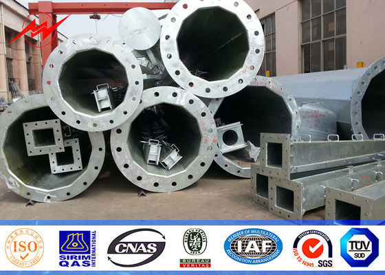 Round Conical Electric Transmission Poles , Galvanized Distribution Pole