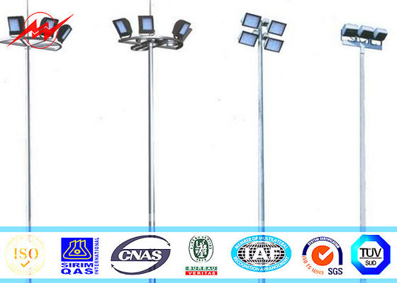50M 60 Nos LED Lights High Mast Light Pole Stadium Light Tower With Square Lantern Carriage