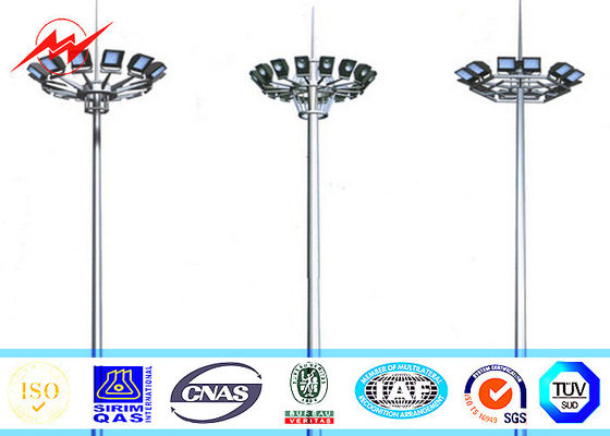 50M 60 Nos LED Lights High Mast Light Pole Stadium Light Tower With Square Lantern Carriage