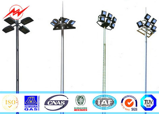 50M 60 Nos LED Lights High Mast Light Pole Stadium Light Tower With Square Lantern Carriage