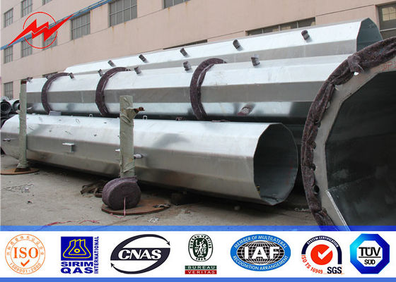 16 Sides Steel Microwave Mono Pole Tower For Mobile Transmission Line