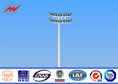 34m Polygonal High Mast Light Pole Hot Dip Galvanized With Lifting System