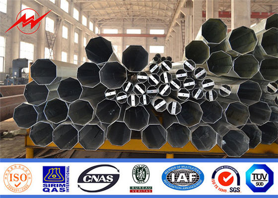 Transmission Gabon Q345 Steel Utility Pole , Metal Power Poles 10m 330KG
